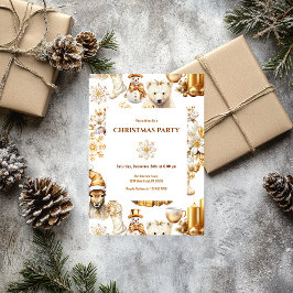 Invitación Símbolos de Navidades blancos y dorados