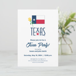 Invitación Símbolos de Texas, Bandera de Texas y Rosa Amarill