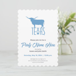 Invitación Símbolos de Texas, Longhorn, azul