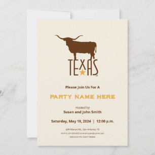 Invitación Símbolos de Texas, Longhorn, marrón