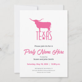 Invitación Símbolos de Texas, Longhorn, rosa