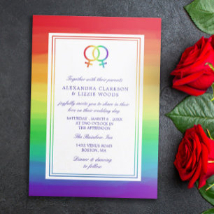 Invitación Símbolos de Venus interbloqueados   Boda lesbiana