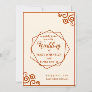 Invitación Símbolos geométricos tradicionales beige y marrón