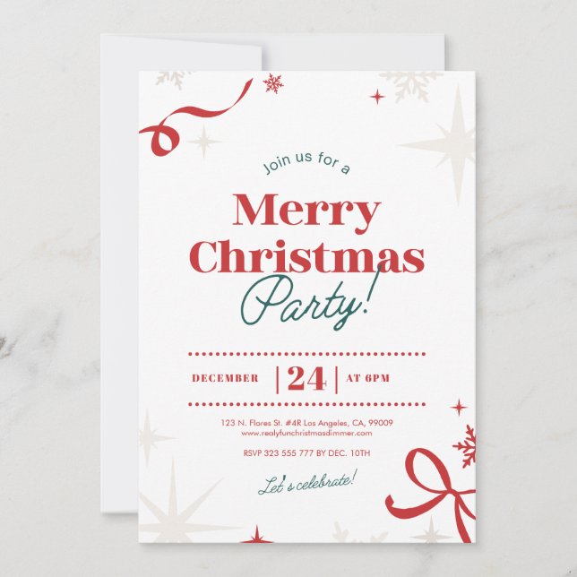 Invitación Simbols Fiesta de Tipografía Roja navidades (Anverso)
