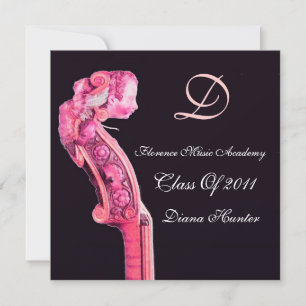 Invitación SIMFONÍA MÚSICA CLÁSICA GRADUACIÓN MONOGRAMA metal