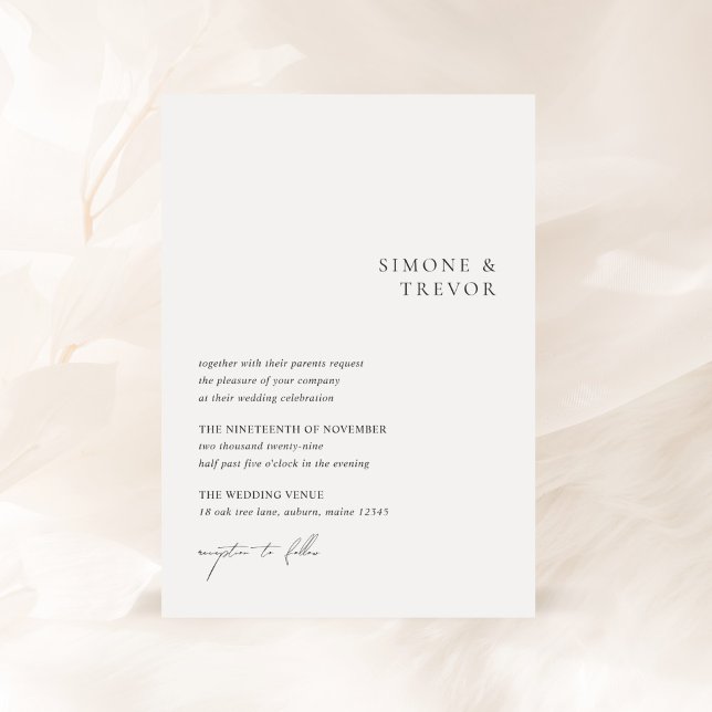 Invitación Simone Minimal Modern Boda (Subido por el creador)