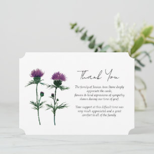 Invitación Simpatía Cardo Floral Funeral Gracias