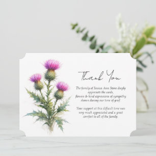 Invitación Simpatía Cardo Floral Funeral Gracias