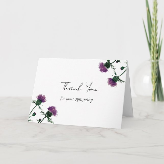 Invitación Simpatía Cardo Floral Funeral Gracias  (Anverso)