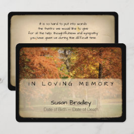 Invitación Simpatía en memoria de los árboles Gracias por los