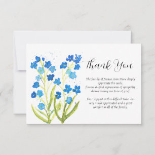 Invitación Simpatía Floral No me Olvides Funeral Gracias