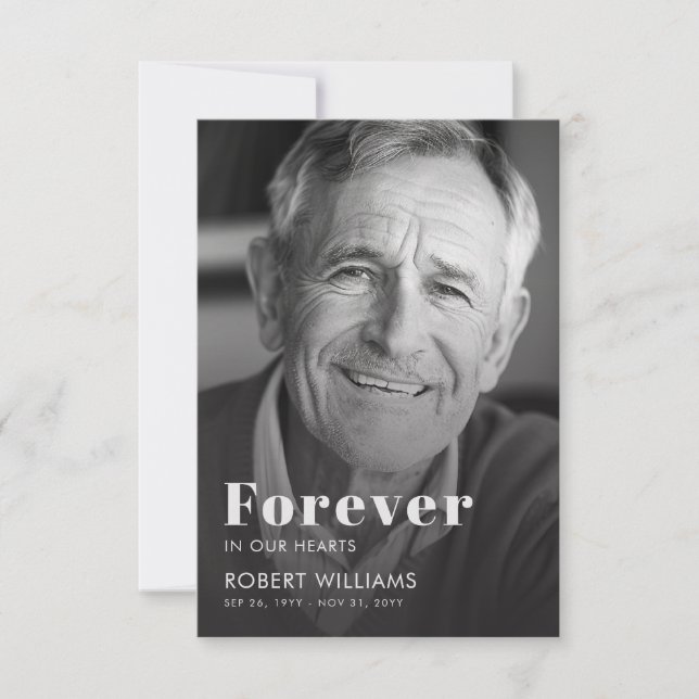 Invitación Simpatía Fotográfica Moderna Funeral Memorial (Anverso)