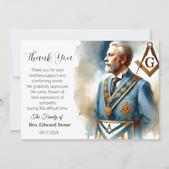 Invitación Simpatía Funeral Masón Libre Gracias  (Anverso)