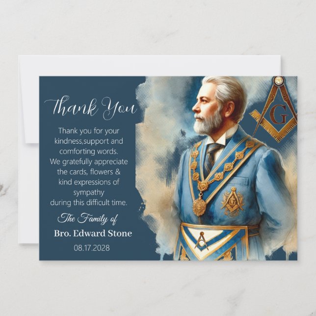 Invitación Simpatía Funeral Masonería Gracias  (Anverso)