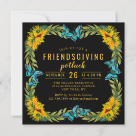 Invitación Simpática Potluck Dinner Watercolor Sunflowers