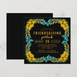Invitación Simpática Potluck Dinner Watercolor Sunflowers