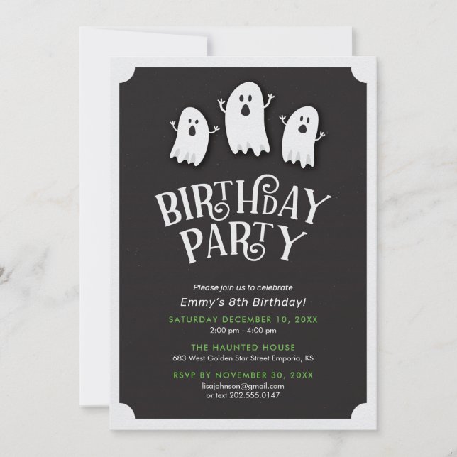 Invitación Simpático Fiesta fantasma de cumpleaños (Anverso)