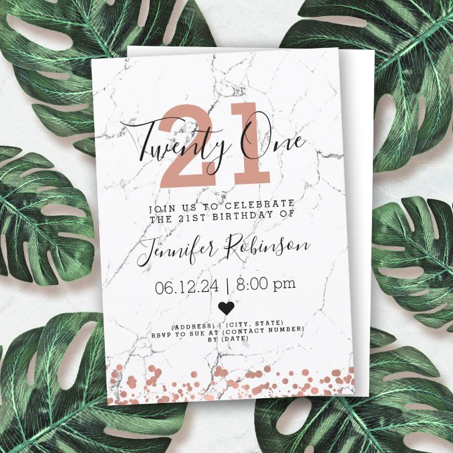 Invitación Simple 21ª Rosa  de oro Fiesta de cumpleaños (Subido por el creador)