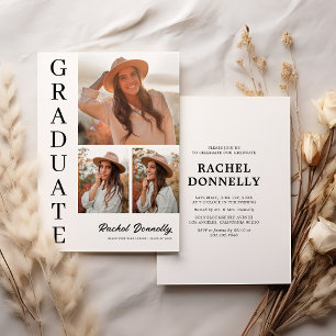 Invitación Simple 3 Photo Graduation Party