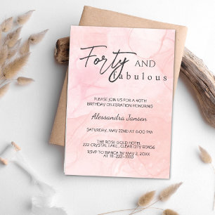 Invitación Simple 40 y fabuloso Rosa Oro 40 cumpleaños