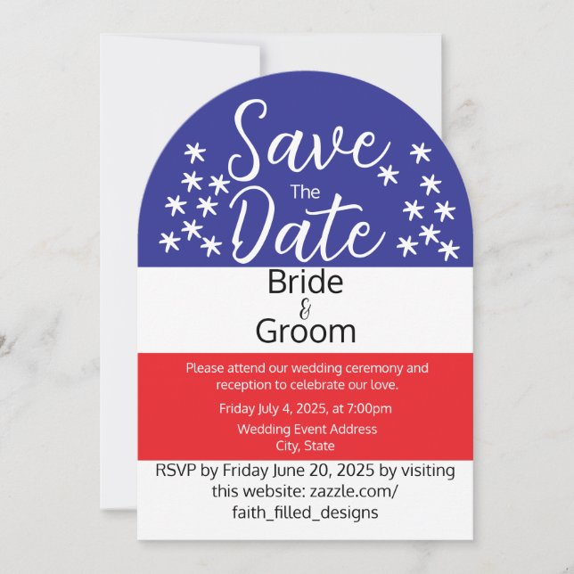 Invitación Simple 4 de Julio Boda Patria Patriótica (Anverso)