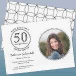Invitación Simple 50 y fabulosa fiesta de cumpleaños de la fo<br><div class="desc">Un elegante y moderno diseño de la tipografía monotone 50 y Fabulous para ayudarle a celebrar este cumpleaños histórico. Reemplace la fotografía y cambie la edad y los detalles a personalizar. Crédito de la foto: Photography © Storytree Studios,  Stanford,  CA</div>