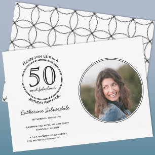 Invitación Simple 50 y fabulosa fiesta de cumpleaños de la fo