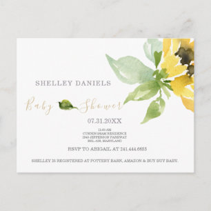 Invitación simple a Baby Shower con girasol
