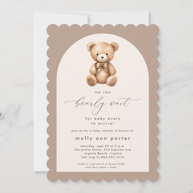 Invitación simple a Baby Shower de Bearly Wait Neu (Anverso)