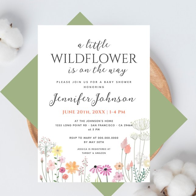 Invitación simple a Baby Shower de Little Wildflow (Subido por el creador)