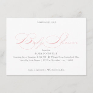 Invitación simple a Baby Shower Petal Pink