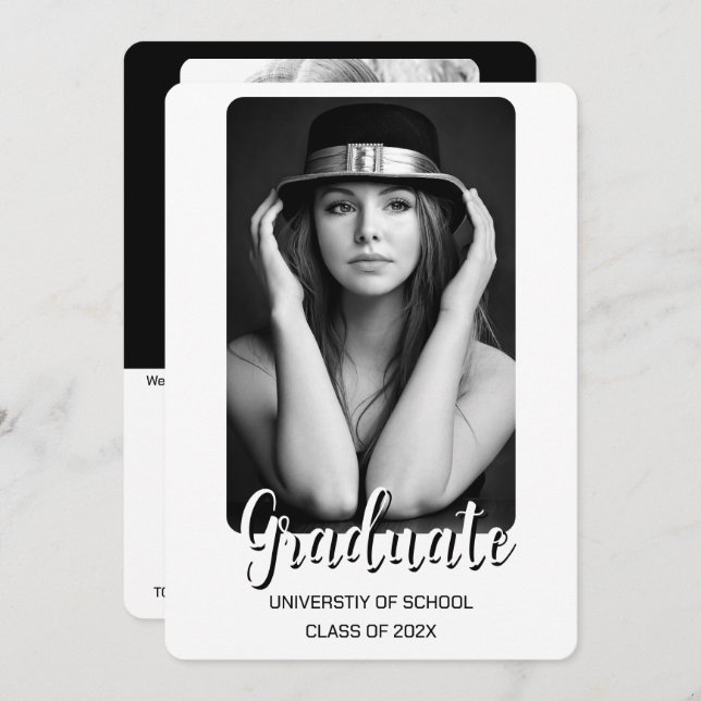 Invitación simple a graduación de dos fotos (Anverso / Reverso)