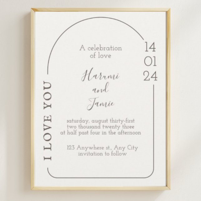 Invitación simple a la boda blanca y marrón (Subido por el creador)