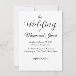 Invitación simple a la boda blanca y negra