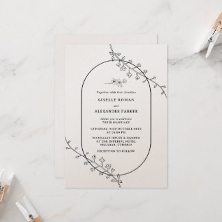 Invitación simple a la boda botánica