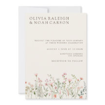 Invitación simple a la boda de Boho Wildflower Bei