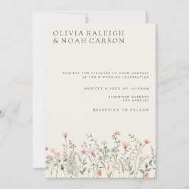 Invitación simple a la boda de Boho Wildflower Bei