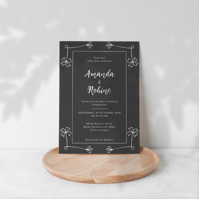 Invitación simple a la boda de flores silvestres e (Subido por el creador)