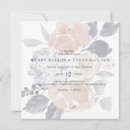 Invitación simple a la boda de una boda de flores 