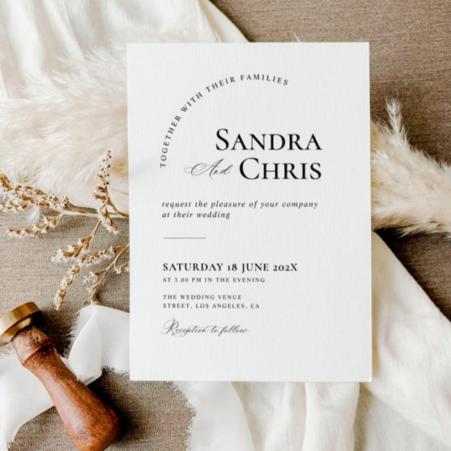 invitación simple a la boda en blanco y negro (Subido por el creador)