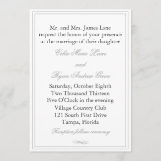 Invitación simple a la boda en el borde gris