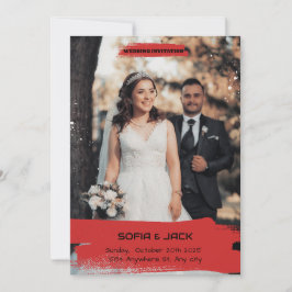 Invitación simple a la boda en rojo y negro