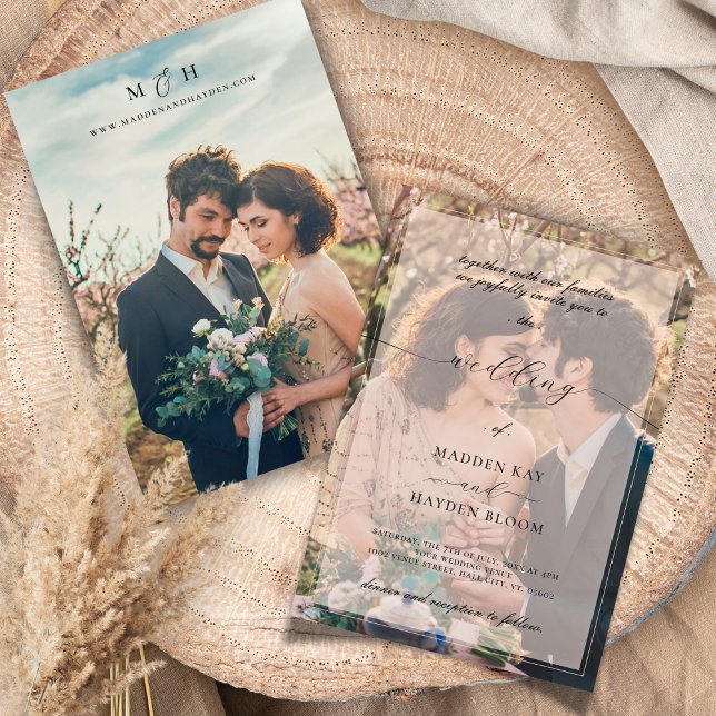 Invitación simple a la boda fotográfica blanca de  (Subido por el creador)
