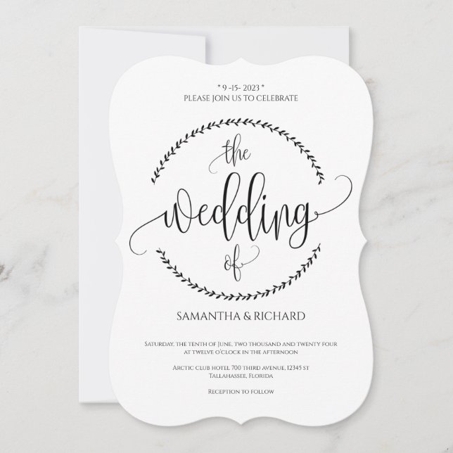 Invitación simple a la boda Minimalista (Anverso)