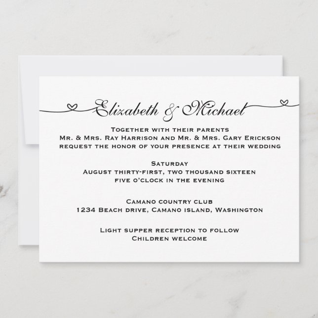 Invitación simple a la boda Minimalista (Anverso)
