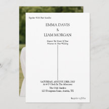 Invitación simple a la boda moderna con foto de pa