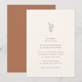 Invitación simple a la boda Naranja quemada botáni