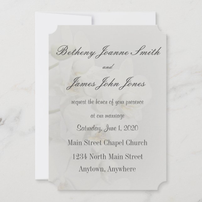 Invitación simple a la boda orquídea (Anverso)