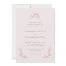 Invitación simple a la boda rosa Rubor