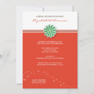 Invitación simple a la ducha de novia con flores (
